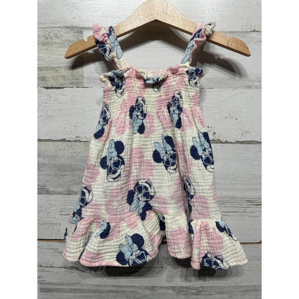 Disney Baby Minnie Mouse Dress Baby Girl 3-6M Pink Gauze Smocked Ruffle EUC - Picture 3 of 3